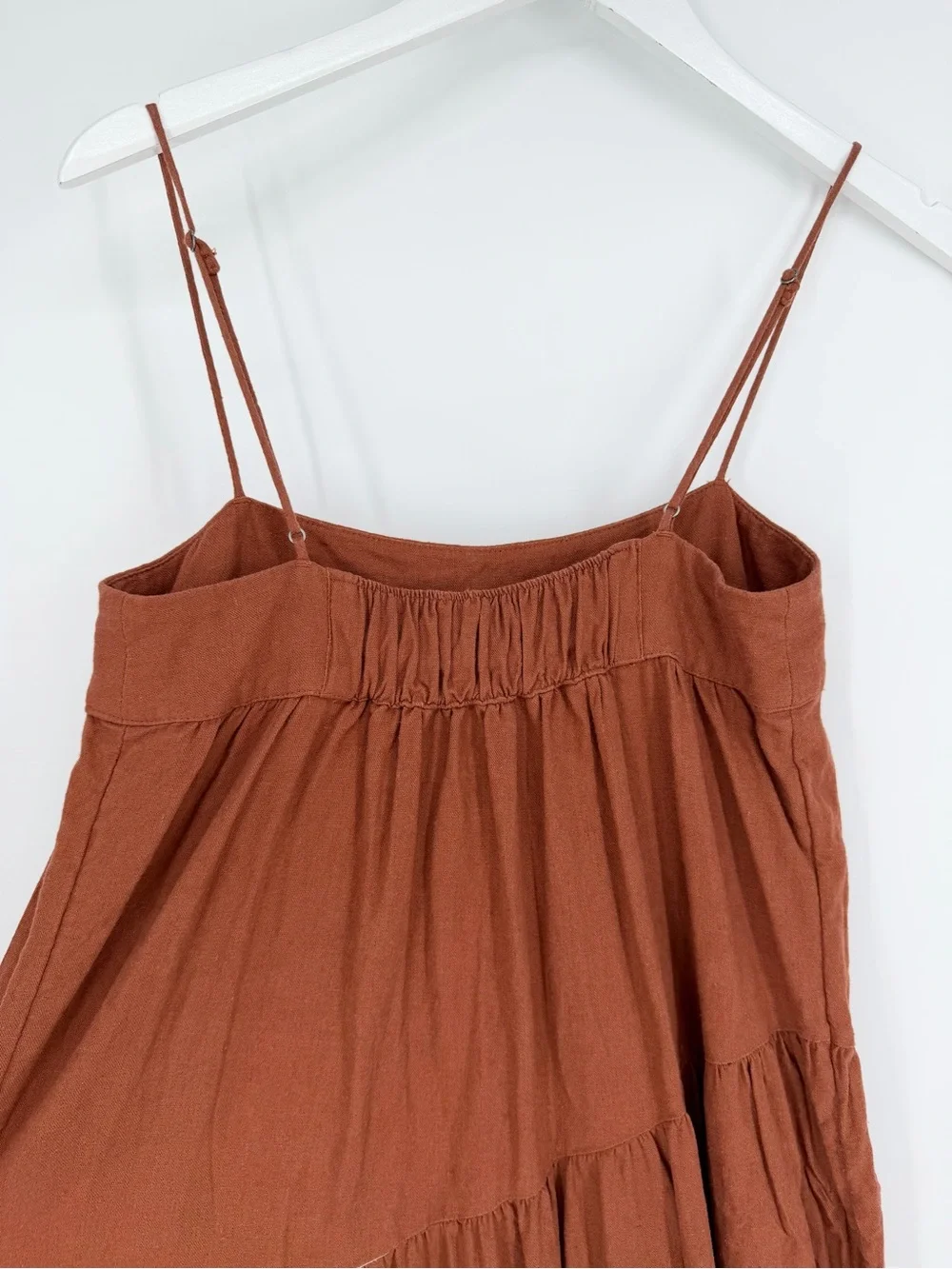 abercrombie and fitch Rust Asymmetrical Tiered Maxi Dress
